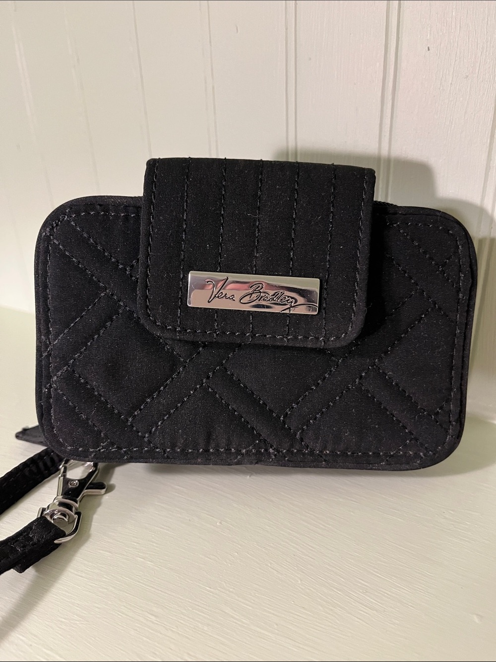 Vera Bradley Black Quilted Wristlet Wallet with Strap